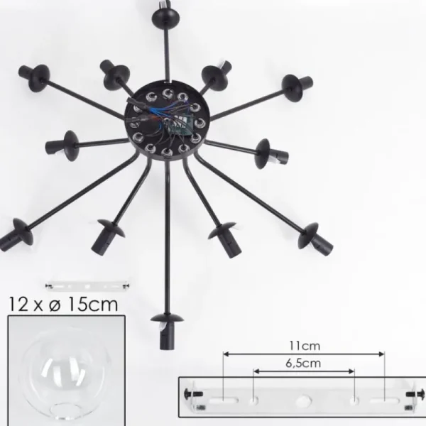 hofstein Gastor Plafonnier 91 cm Clair, 12 lumières* Lampes En Verre