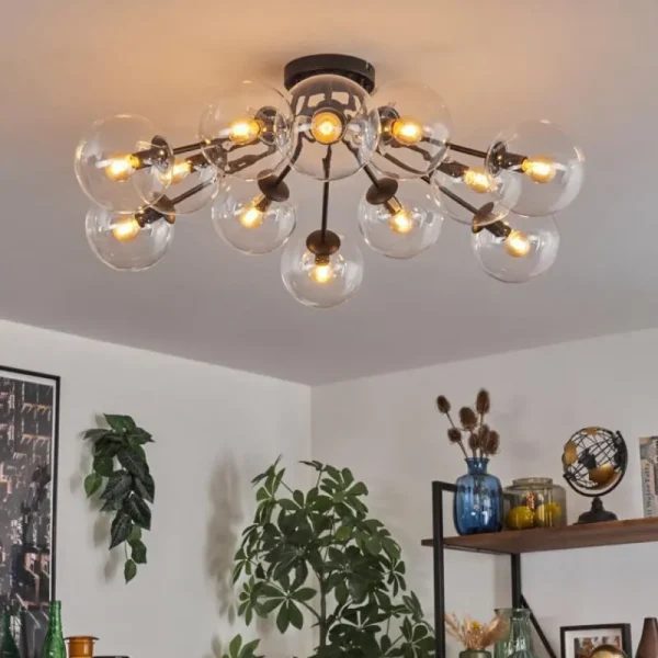 hofstein Gastor Plafonnier 91 cm Clair, 12 lumières* Lampes En Verre