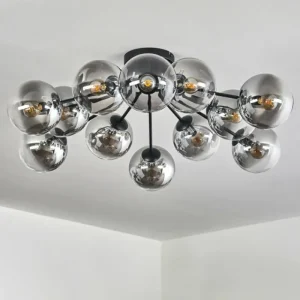 hofstein Gastor Plafonnier 91 cm Clair, Fumé, 12 lumières* Lampes Modernes