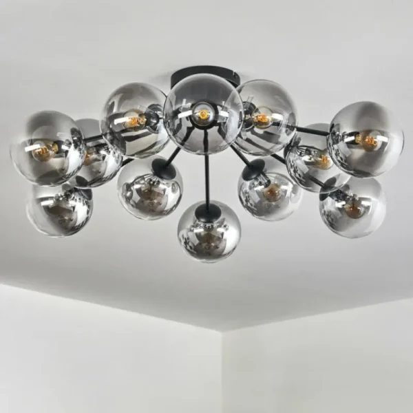 hofstein Gastor Plafonnier 91 cm Clair, Fumé, 12 lumières* Lampes Modernes