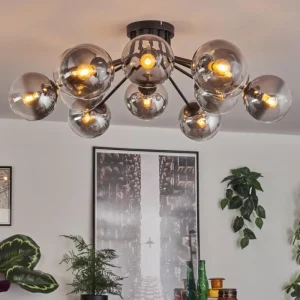 hofstein Gastor Plafonnier 91 cm Clair, Fumé, 12 lumières* Lampes Modernes