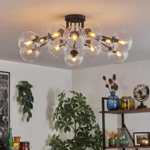 hofstein Gastor Plafonnier 91 cm Clair, 12 lumières* Lampes En Verre