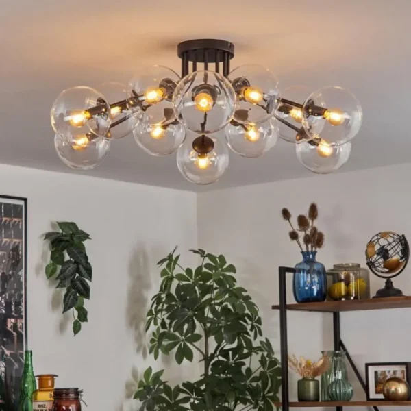 hofstein Gastor Plafonnier 91 cm Clair, 12 lumières* Lampes En Verre