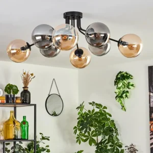 hofstein Gastor Plafonnier 87 cm Noir, 8 lumières* Lampes Modernes