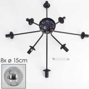 hofstein Gastor Plafonnier 87 cm Noir, 8 lumières* Lampes Modernes
