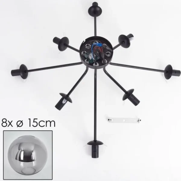 hofstein Gastor Plafonnier 87 cm Noir, 8 lumières* Lampes Modernes