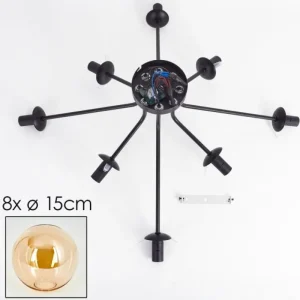 hofstein Gastor Plafonnier 87 cm Noir, 8 lumières* Lampes En Verre