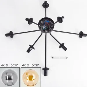 hofstein Gastor Plafonnier 87 cm Noir, 8 lumières* Lampes Modernes