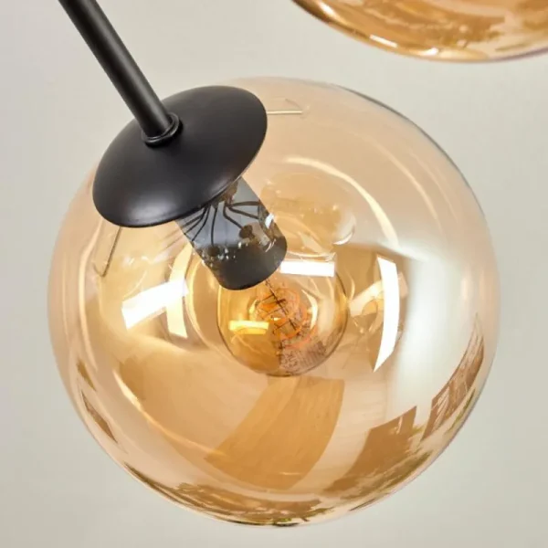 hofstein Gastor Plafonnier 87 cm Noir, 8 lumières* Lampes En Verre