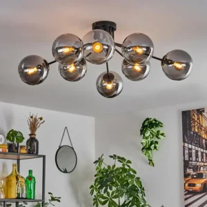 hofstein Gastor Plafonnier 87 cm Noir, 8 lumières* Lampes Modernes