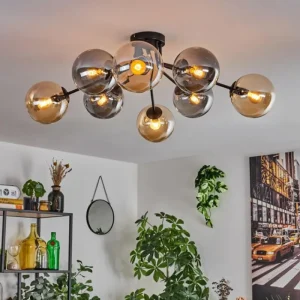 hofstein Gastor Plafonnier 87 cm Noir, 8 lumières* Lampes Modernes