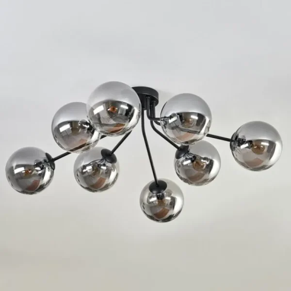 hofstein Gastor Plafonnier 87 cm Noir, 8 lumières* Lampes Modernes