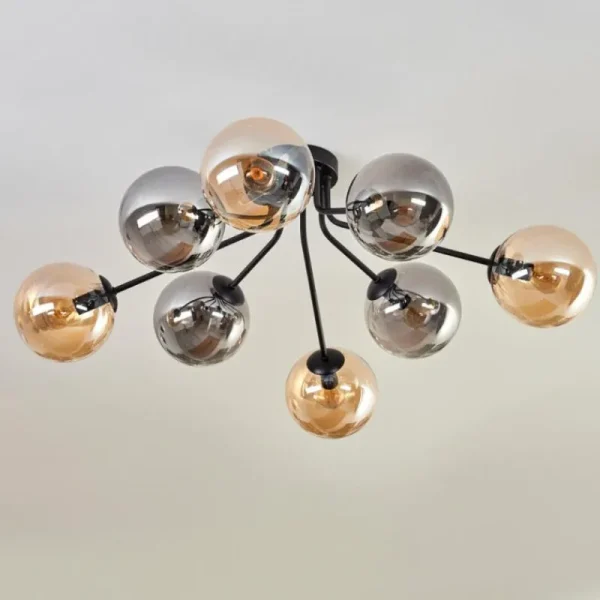 hofstein Gastor Plafonnier 87 cm Noir, 8 lumières* Lampes Modernes