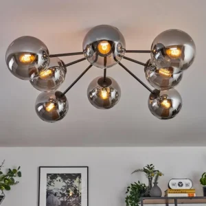 hofstein Gastor Plafonnier 87 cm Noir, 8 lumières* Lampes Modernes