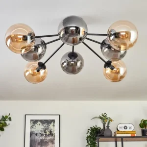 hofstein Gastor Plafonnier 87 cm Noir, 8 lumières* Lampes Modernes
