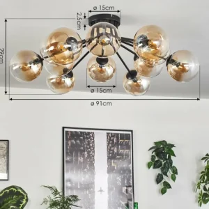 hofstein Gastor Plafonnier Ambre, Clair, 12 lumières* Lampes En Verre