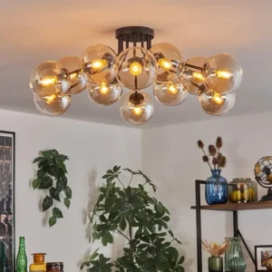 hofstein Gastor Plafonnier Ambre, Clair, 12 lumières* Lampes En Verre