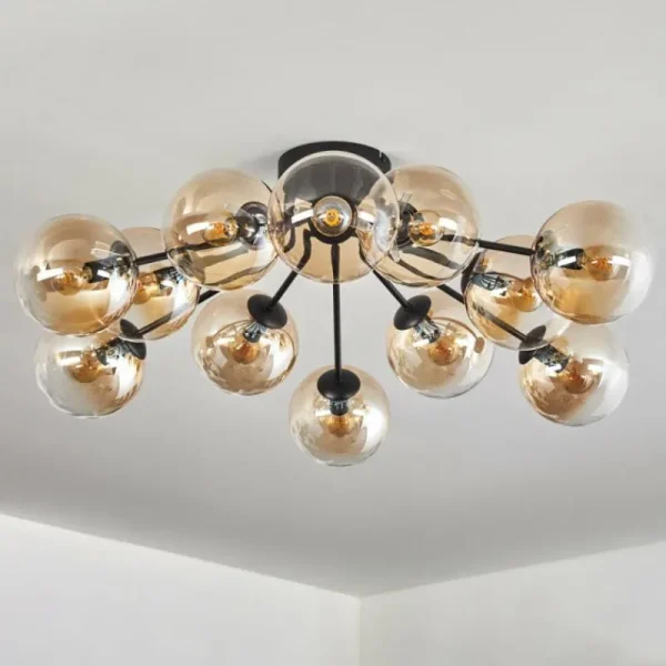 hofstein Gastor Plafonnier Ambre, Clair, 12 lumières* Lampes En Verre