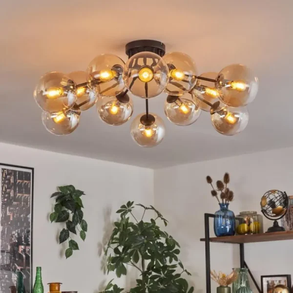 hofstein Gastor Plafonnier Ambre, Clair, 12 lumières* Lampes En Verre