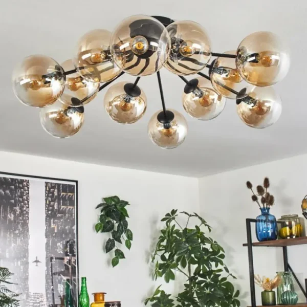 hofstein Gastor Plafonnier Ambre, Clair, 12 lumières* Lampes En Verre
