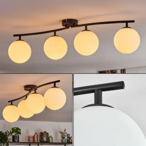 hofstein Gastor Plafonnier, Boule lumineuse Blanc, 4 lumières* Lampes En Verre