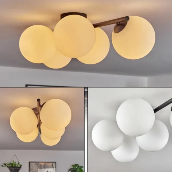 hofstein Gastor Plafonnier, Boule lumineuse Blanc, 5 lumières* Lampes En Verre