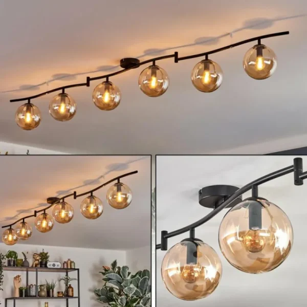 hofstein Gastor Plafonnier, Boule lumineuse Ambre, 6 lumières* Lampes En Verre