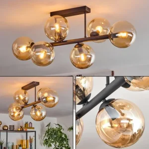hofstein Gastor Plafonnier, Boule lumineuse Ambre, 6 lumières* Lampes En Verre
