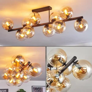 hofstein Gastor Plafonnier, Boule lumineuse Ambre, Clair, 10 lumières* Lampes En Verre