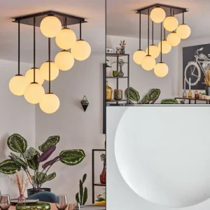 hofstein Gastor Plafonnier, Boule lumineuse Blanc, 9 lumières* Lampes En Verre