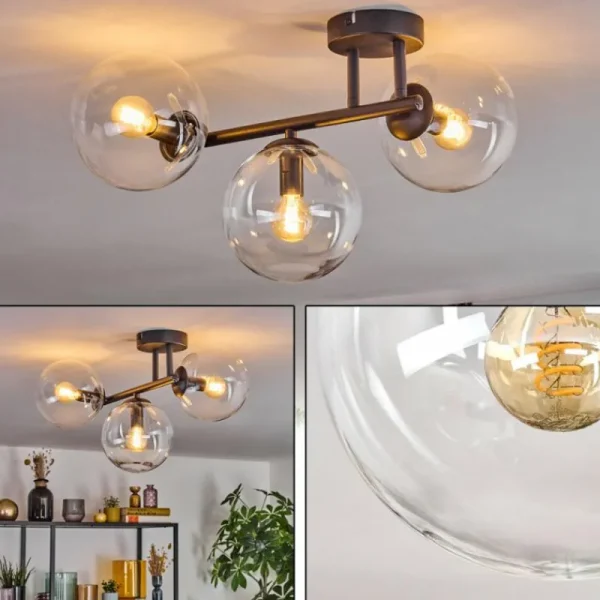 hofstein Gastor Plafonnier, Boule lumineuse Clair, 3 lumières* Lampes En Verre