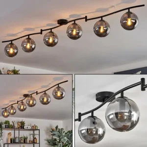hofstein Gastor Plafonnier, Boule lumineuse Chrome, Fumé, 6 lumières* Lampes Modernes