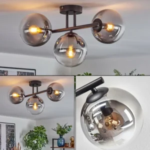 hofstein Gastor Plafonnier, Boule lumineuse Clair, Fumé, 3 lumières* Lampes Modernes