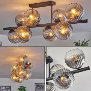 hofstein Gastor Plafonnier, Boule lumineuse Clair, Fumé, 8 lumières* Lampes Modernes