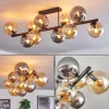 hofstein Gastor Plafonnier, Boule lumineuse Ambre, Fumé, 10 lumières* Lampes Modernes