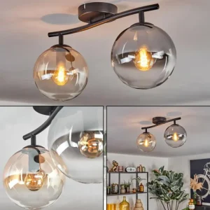 hofstein Gastor Plafonnier, Boule lumineuse Ambre, Clair, Fumé, 2 lumières* Lampes Modernes