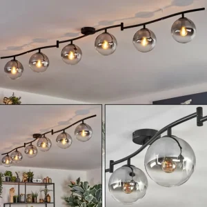 hofstein Gastor Plafonnier, Boule lumineuse Chrome, Clair, Fumé, 6 lumières* Lampes Modernes