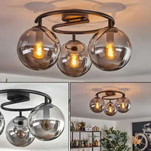 hofstein Gastor Plafonnier, Boule lumineuse 37 cm Fumé, 3 lumières* Lampes Modernes