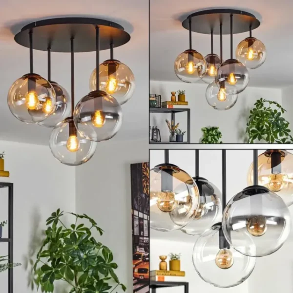 hofstein Gastor Plafonnier, Boule lumineuse 45 cm Ambre, Clair, Fumé, 5 lumières* Lampes Modernes