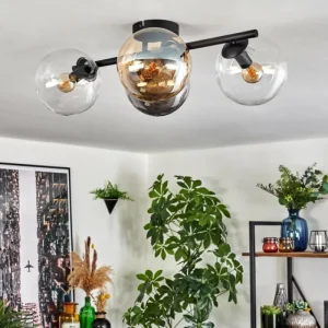 hofstein Gastor Plafonnier, Boule lumineuse Ambre, Clair, Fumé, 4 lumières* Lampes Modernes