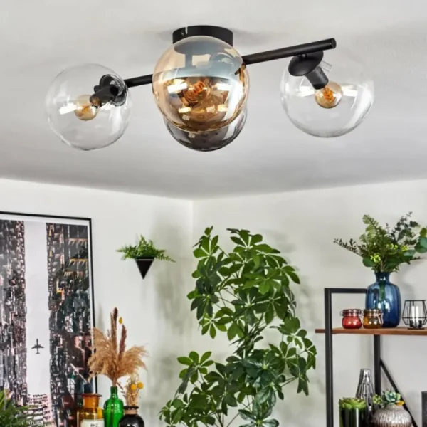 hofstein Gastor Plafonnier, Boule lumineuse Ambre, Clair, Fumé, 4 lumières* Lampes Modernes