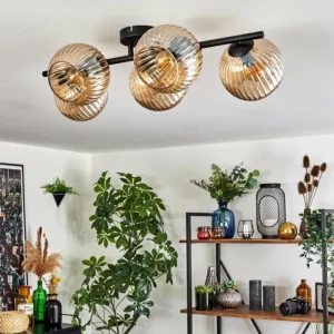 hofstein Gastor Plafonnier, Boule lumineuse Ambre, 5 lumières* Lampes Modernes