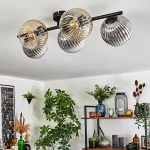 hofstein Gastor Plafonnier, Boule lumineuse Ambre, Clair, Fumé, 5 lumières* Lampes Modernes