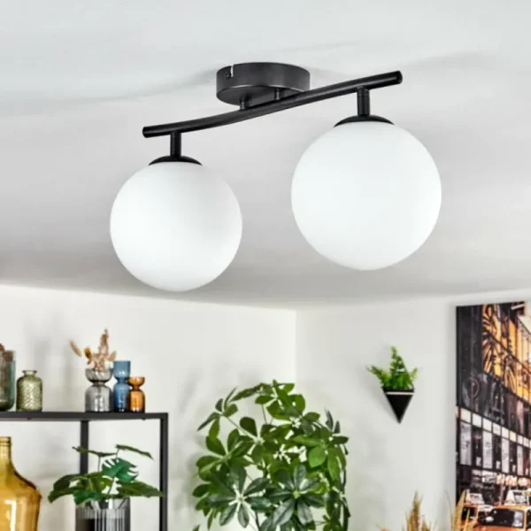 hofstein Gastor Plafonnier, Boule lumineuse Blanc, 2 lumières* Lampes En Verre