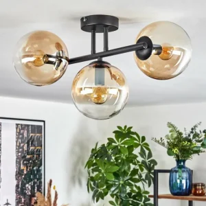 hofstein Gastor Plafonnier, Boule lumineuse Ambre, Clair, 3 lumières* Lampes En Verre