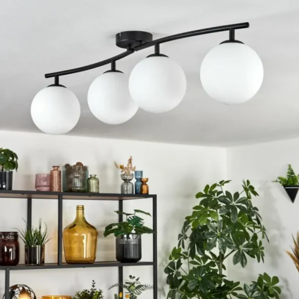 hofstein Gastor Plafonnier, Boule lumineuse Blanc, 4 lumières* Lampes En Verre