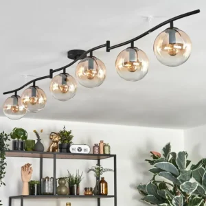 hofstein Gastor Plafonnier, Boule lumineuse Ambre, Clair, 6 lumières* Lampes En Verre