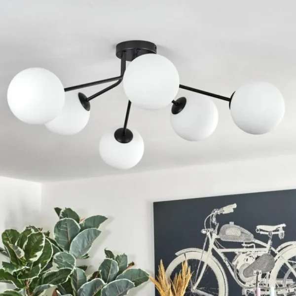 hofstein Gastor Plafonnier, Boule lumineuse Blanc, 6 lumières* Lampes En Verre