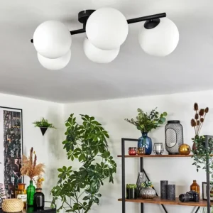 hofstein Gastor Plafonnier, Boule lumineuse Blanc, 5 lumières* Lampes En Verre