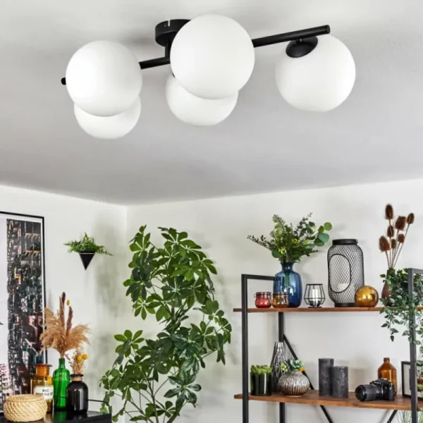 hofstein Gastor Plafonnier, Boule lumineuse Blanc, 5 lumières* Lampes En Verre